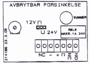 2141B5 - Dörrlarm, summer & reläkont varnar efter 0-2 min