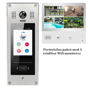 IP Porttelefonpaket med 5 Wifi mon