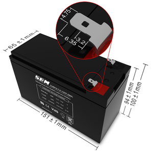 Blyackumulator / Batteri 12V / 7,2Ah (151x65x94)